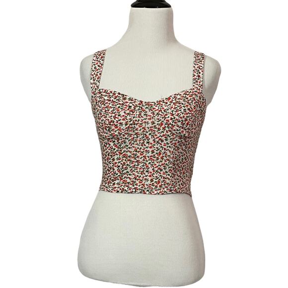 UO Pins and Needles Cropped Floral Top - White - Small - Picture 1 of 12